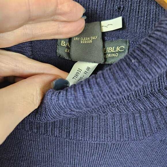 Banana Republic Extra Fine Italian Merino Wool Turtleneck Sweater Mens XXL Blue - Picture 8 of 12